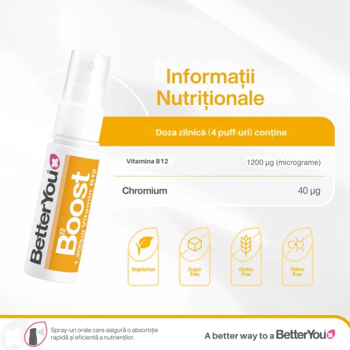 Boost B12 Oral Spray (25 ml), BetterYou de la Biom.ro. Online e mai simplu Boost B12 Oral Spray (25 ml), BetterYou de la Biom.ro. Online e mai simplu