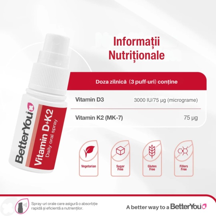 D3000+K2 Oral Spray (12 ml), BetterYou D3000+K2 Oral Spray (12 ml), BetterYou