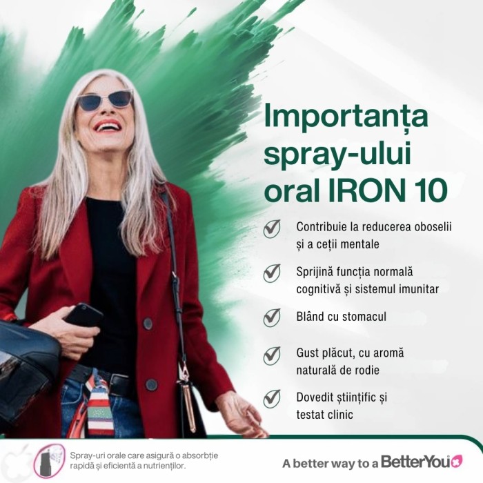Iron 10 Oral Spray (25 ml), BetterYou de la Biom.ro. Online e mai simplu Iron 10 Oral Spray (25 ml), BetterYou de la Biom.ro. Online e mai simplu