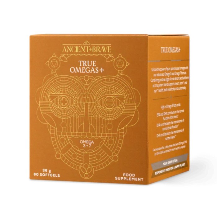 True Omega+ Omega-3, Omega-7 (60 capsule softgel), Ancient and Brave
