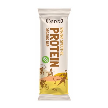 Baton Protein banana smoothie bio, fara gluten (45 grame), Cerea Baton Protein banana smoothie bio, fara gluten (45 grame), Cerea