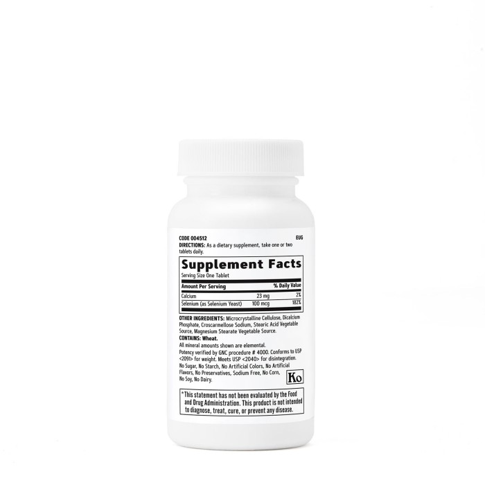 Gnc Selenium 100 Mcg , Seleniu, 100 Tb Gnc Selenium 100 Mcg , Seleniu, 100 Tb