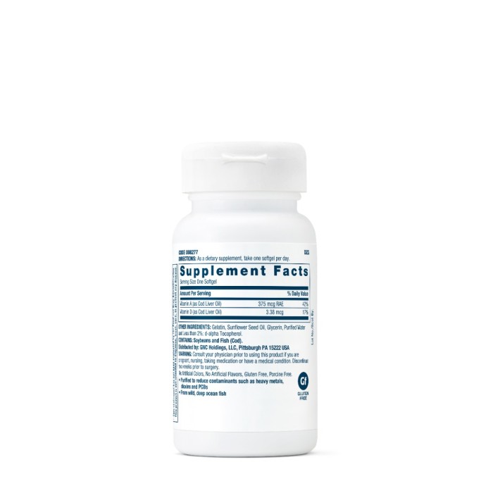 Gnc Cod Liver Oil, Ulei Din Ficat De Cod, 400 Mg, 30 Cps Gnc Cod Liver Oil, Ulei Din Ficat De Cod, 400 Mg, 30 Cps