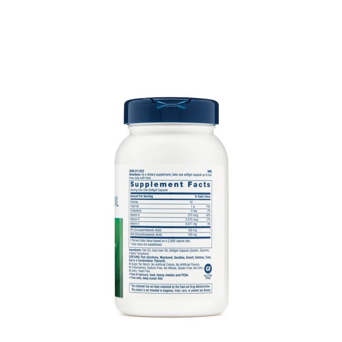 Gnc Cod Liver Oil, Ulei Triplu Din Ficat De Cod, 90 Cps Gnc Cod Liver Oil, Ulei Triplu Din Ficat De Cod, 90 Cps