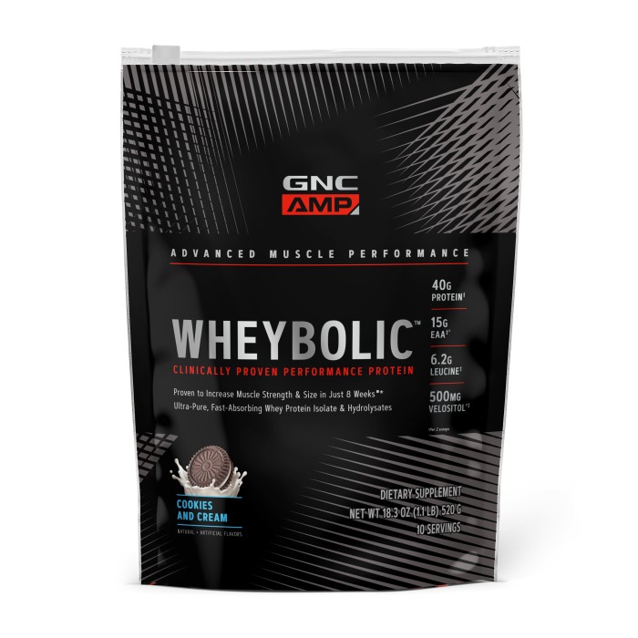 Gnc Amp Wheybolic, Proteina Din Zer, Cu Aroma De Biscuiti Cu Crema, 520 G Gnc Amp Wheybolic, Proteina Din Zer, Cu Aroma De Biscuiti Cu Crema, 520 G