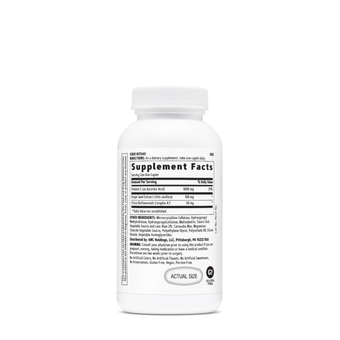 Gnc Vitamin C + Grape Seed, Vitamina C 1000 Mg Cu Bioflavonoide Si Extract Din Seminte De Struguri Cu Eliberare Prelungita, 30 Tb Gnc Vitamin C + Grape Seed, Vitamina C 1000 Mg Cu Bioflavonoide Si Extract Din Seminte De Struguri Cu Eliberare Prelungita, 30 Tb