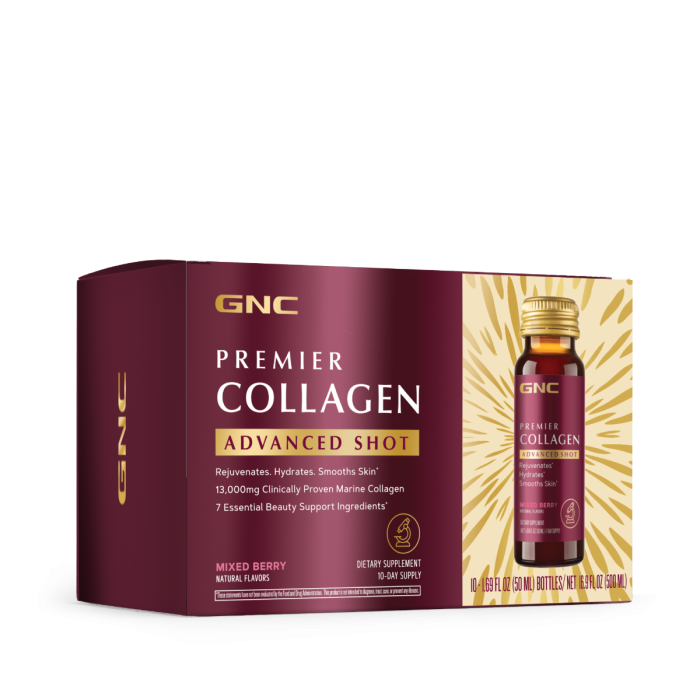 Gnc Premier Collagen Advanced Shot, Formula Premium De Peptide De Colagen Hidrolizat Marin Lichid Cu Aroma De Fructe De Padure, 10 X 50 Ml Gnc Premier Collagen Advanced Shot, Formula Premium De Peptide De Colagen Hidrolizat Marin Lichid Cu Aroma De Fructe De Padure, 10 X 50 Ml
