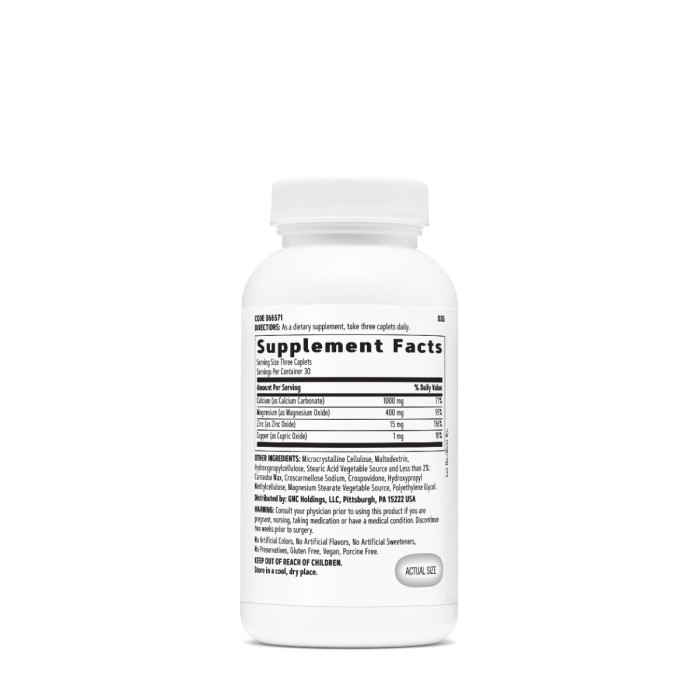 Gnc Calciu 1000 Mg Magneziu 400 Mg With Zinc & Cooper, Formula Premium De Calciu, Magneziu, Zinc Si Cupru, 90 Cps Gnc Calciu 1000 Mg Magneziu 400 Mg With Zinc & Cooper, Formula Premium De Calciu, Magneziu, Zinc Si Cupru, 90 Cps