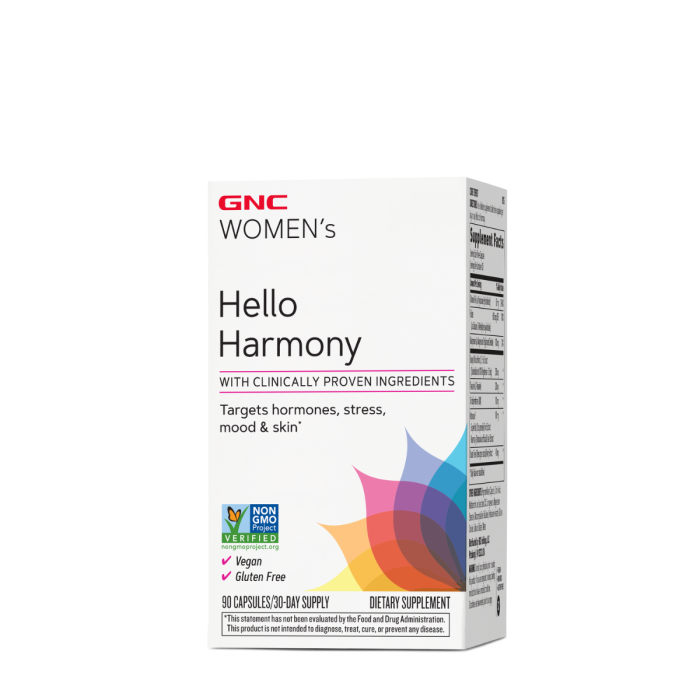 Gnc Women`s Hello Harmony Pms, Formula Pentru Echilibrul Hormonal, Emotional Si Elasticitatea Pielii Femeilor, 90 Cps Gnc Women`s Hello Harmony Pms, Formula Pentru Echilibrul Hormonal, Emotional Si Elasticitatea Pielii Femeilor, 90 Cps