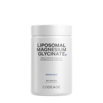 Codeage Liposomal Magnesium Glycinate, Magneziu Bisglicinat Lipozomal Cu Bioperine - Formula Avansata Pentru Absorbtie Superioara, 120 Cps