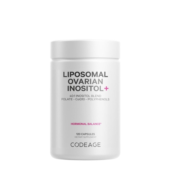Codeage Liposomal Ovarian Inositol+, Myo-inozitol Ovarian Cu Coenzima Q10, 120 Cps Codeage Liposomal Ovarian Inositol+, Myo-inozitol Ovarian Cu Coenzima Q10, 120 Cps