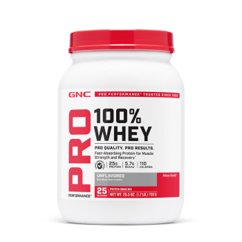 Gnc Pro Performance 100% Whey, Proteina Din Zer Fara Aroma, Testata Antidoping, 750g