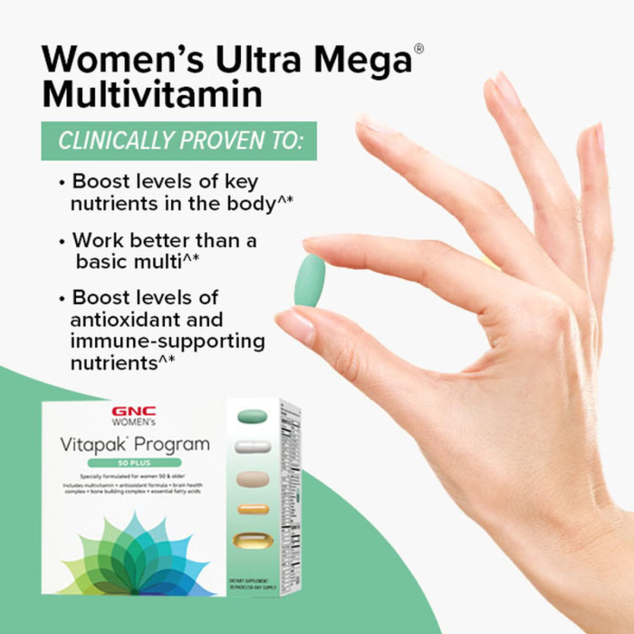 Gnc Women's Vitapak Program 50 Plus, Complex De Multivitamine Pentru Femei 50 Plus, 30 Pachete