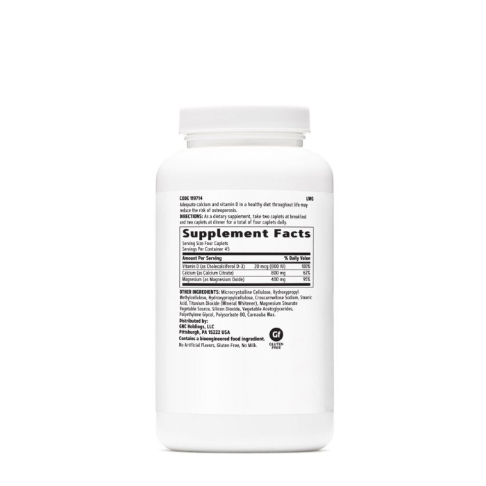 Gnc Calcium Citrate Plus With Magnesium & Vitamin D3, Formula De Calciu Citrat Cu Magneziu Si Vitamina D3, 180 Tb Gnc Calcium Citrate Plus With Magnesium & Vitamin D3, Formula De Calciu Citrat Cu Magneziu Si Vitamina D3, 180 Tb