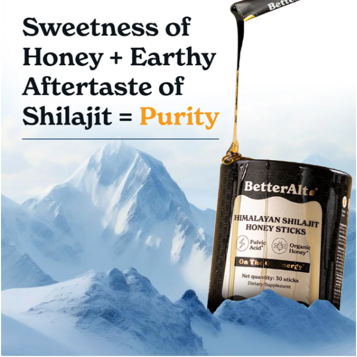 Better Alt Himalayan Shilajit Honey Sticks, Pliculete De Shilajit Din Himalaya Si Miere Cu 75% Acid Fulvic, 30 Pliculete Better Alt Himalayan Shilajit Honey Sticks, Pliculete De Shilajit Din Himalaya Si Miere Cu 75% Acid Fulvic, 30 Pliculete
