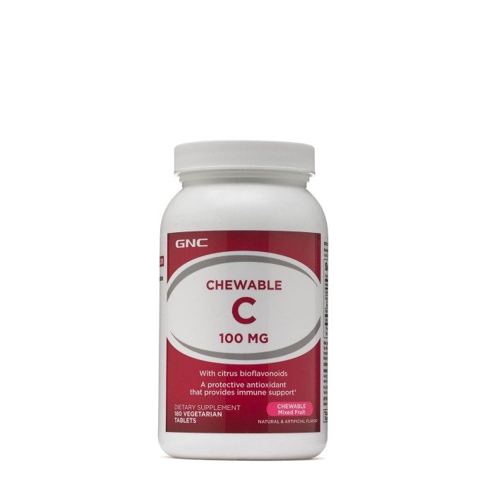 Gnc Chewable C 100 Mg, Vitamina C Masticabila Pentru Copii, Cu Bioflavonoide, Acerola Si Pudra De Macese,180 Tb Gnc Chewable C 100 Mg, Vitamina C Masticabila Pentru Copii, Cu Bioflavonoide, Acerola Si Pudra De Macese,180 Tb