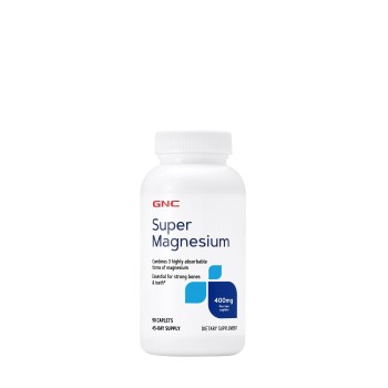 Gnc Super Magneziu 400 Mg, Formula Avansata Cu 3 Forme Superioare De Magneziu Pentru Absorbtie Rapida, 90tb