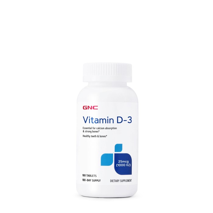 Gnc Vitamin D-3 1000 Iu, Vitamina D-3 - 25 Mcg (1000 Ui) Naturala 100% Din Lanolina, 180 Tb Gnc Vitamin D-3 1000 Iu, Vitamina D-3 - 25 Mcg (1000 Ui) Naturala 100% Din Lanolina, 180 Tb