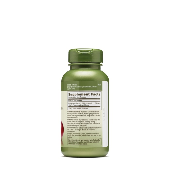 Gnc Herbal Plus Grape Seed 500 Mg, Extract Din Seminte De Struguri, 60 Cps Gnc Herbal Plus Grape Seed 500 Mg, Extract Din Seminte De Struguri, 60 Cps