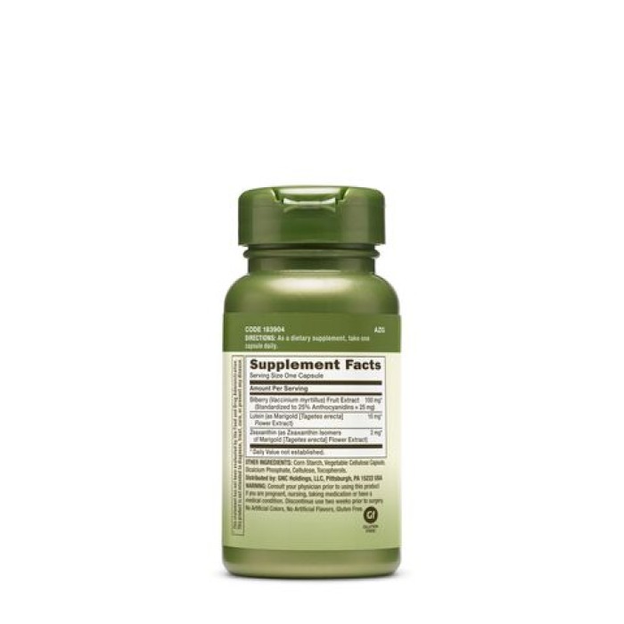 Gnc Herbal Plus Bilberry Extract & Lutein, Extract De Afine Si Luteina, 60 Cps Gnc Herbal Plus Bilberry Extract & Lutein, Extract De Afine Si Luteina, 60 Cps