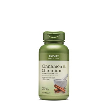 Gnc Herbal Plus Cinnamon & Chromium, Extract Standardizat De Scortisoara Si Crom, 60 Cps