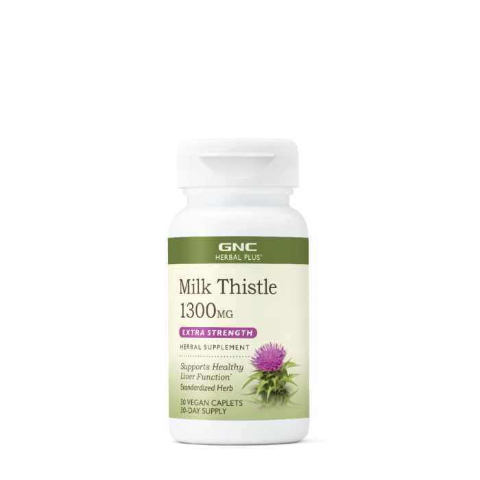 Gnc Herbal Plus Milk Thistle 1300 Mg, Extract Standardizat De Silimarina, 30 Tb Gnc Herbal Plus Milk Thistle 1300 Mg, Extract Standardizat De Silimarina, 30 Tb