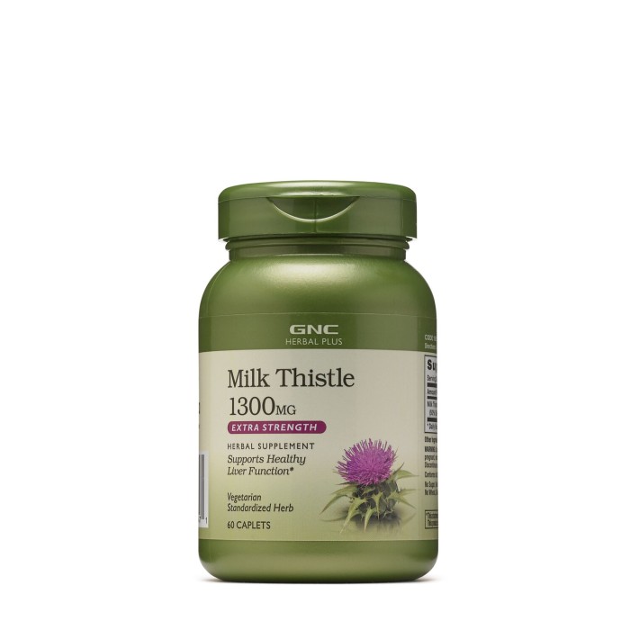 Gnc Herbal Plus Milk Thistle 1300 Mg, Extract Standardizat De Silimarina, 60 Tb Gnc Herbal Plus Milk Thistle 1300 Mg, Extract Standardizat De Silimarina, 60 Tb