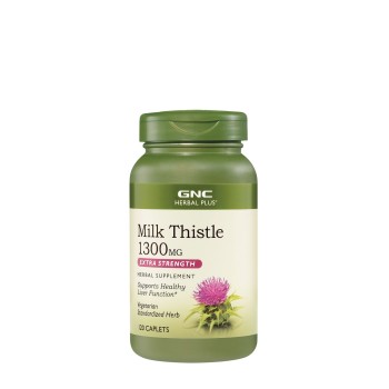 Gnc Herbal Plus Milk Thistle Silimarina 1300 Mg Extract Din Seminte De Armurariu, 120 Cps