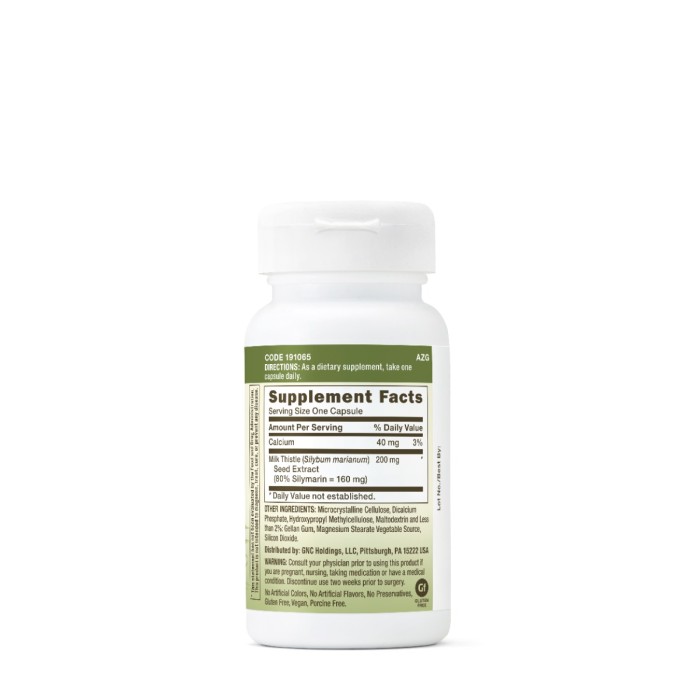 Gnc Herbal Plus Milk Thistle 200 Mg, Silimarina, 30 Cps Gnc Herbal Plus Milk Thistle 200 Mg, Silimarina, 30 Cps