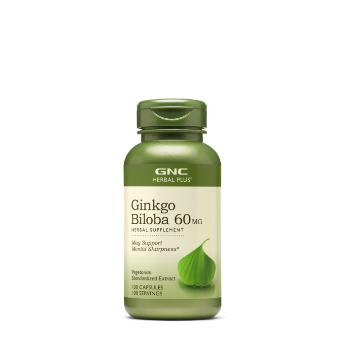 Gnc Herbal Plus Ginkgo Biloba 60 Mg, 100 Cps Gnc Herbal Plus Ginkgo Biloba 60 Mg, 100 Cps
