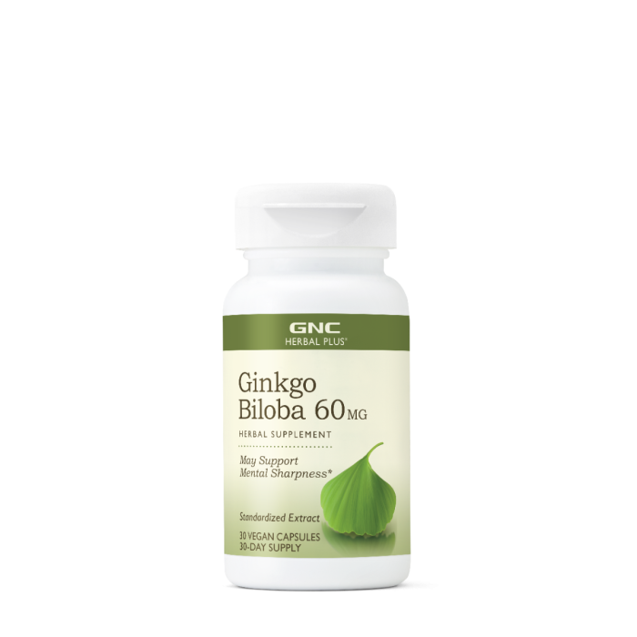 Gnc Herbal Plus Ginkgo Biloba 60 Mg, 30 Cps Gnc Herbal Plus Ginkgo Biloba 60 Mg, 30 Cps