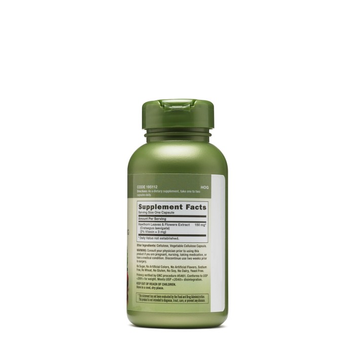 Gnc Herbal Plus Hawthorn 150mg, Extract De Paducel, 100 Cps Gnc Herbal Plus Hawthorn 150mg, Extract De Paducel, 100 Cps
