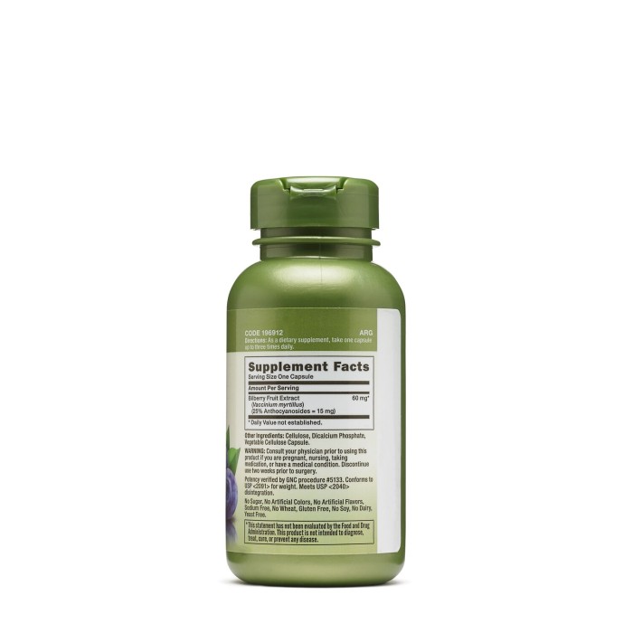 Gnc Herbal Plus Bilberry Extract 60 Mg, Extract Standardizat Din Afine, 100 Cps Gnc Herbal Plus Bilberry Extract 60 Mg, Extract Standardizat Din Afine, 100 Cps