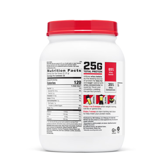 Gnc Pro Performance 100% Whey, Proteina Din Zer Cu Aroma De Banane, Testata Antidoping, 784g Gnc Pro Performance 100% Whey, Proteina Din Zer Cu Aroma De Banane, Testata Antidoping, 784g