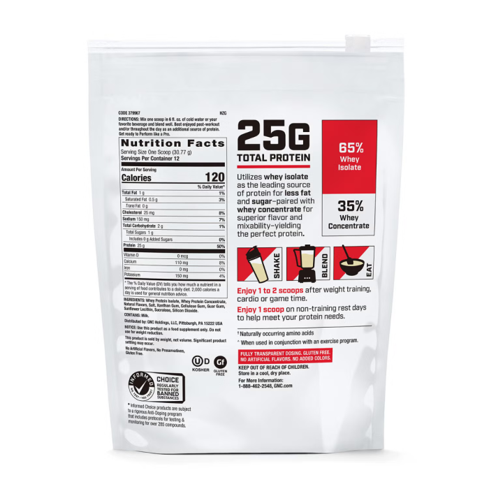 Gnc Pro Performance 100% Whey, Proteina Din Zer Cu Aroma De Vanilie, Testata Antidoping, 369g Gnc Pro Performance 100% Whey, Proteina Din Zer Cu Aroma De Vanilie, Testata Antidoping, 369g