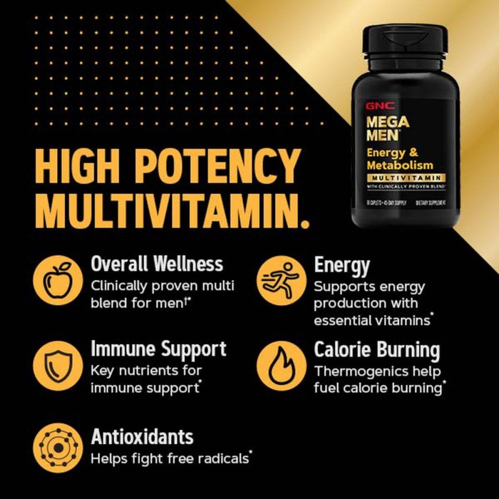 Gnc Mega Men Energy & Metabolism, Complex De Multivitamine Pentru Barbati, Energie Si Metabolism, 180 Tb Gnc Mega Men Energy & Metabolism, Complex De Multivitamine Pentru Barbati, Energie Si Metabolism, 180 Tb