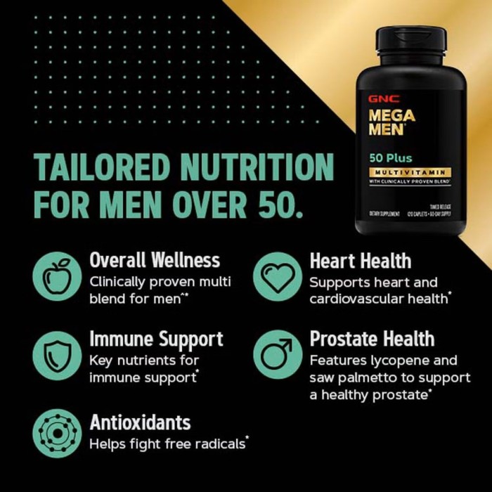 Gnc Mega Men 50 Plus, Complex De Multivitamine Pentru Barbati 50 Plus, 60 Tb Gnc Mega Men 50 Plus, Complex De Multivitamine Pentru Barbati 50 Plus, 60 Tb