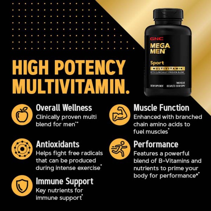 Gnc Mega Men Sport, Complex De Multivitamine Pentru Barbati, 180 Tb Gnc Mega Men Sport, Complex De Multivitamine Pentru Barbati, 180 Tb