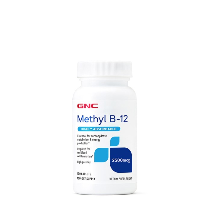 Gnc Methyl B-12 2500mcg, Vitamina B-12 Metilcobalamina, 100 Tb Gnc Methyl B-12 2500mcg, Vitamina B-12 Metilcobalamina, 100 Tb