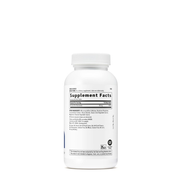 Gnc Zinc 50 Mg, 250 Tb Gnc Zinc 50 Mg, 250 Tb