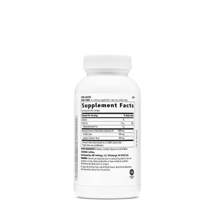 Gnc Women`s Evening Primrose Oil 1300 Mg, Ulei De Luminita Noptii, 30 Cps Gnc Women`s Evening Primrose Oil 1300 Mg, Ulei De Luminita Noptii, 30 Cps