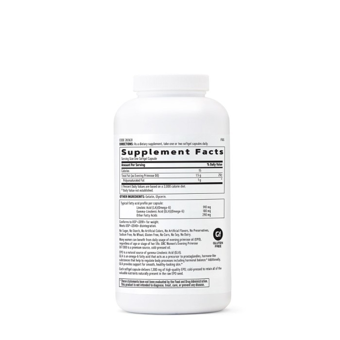 Gnc Women`s Evening Primrose Oil 1300 Mg, Ulei De Luminita Noptii, 180 Cps Gnc Women`s Evening Primrose Oil 1300 Mg, Ulei De Luminita Noptii, 180 Cps