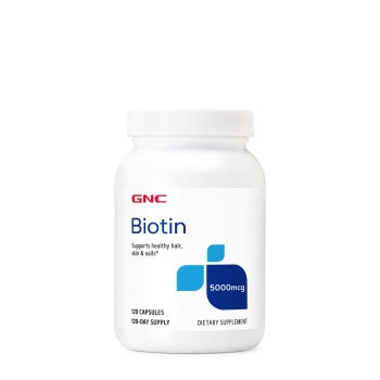 Gnc Biotin 5000 Mcg, Supliment Esential Pentru Par, Piele Si Unghii, 120 Cps