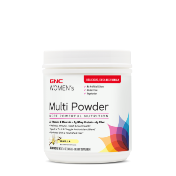 Gnc Women’s Multi Powder, Pudra Cu Multivitamine, Proteina Si Verdeturi Pentru Femei Cu Aroma De Vanilie, 485 G
