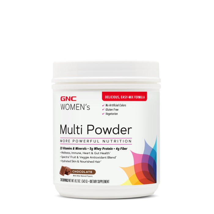 Gnc Women’s Multi Powder, Pudra Cu Multivitamine, Proteina Si Verdeturi Pentru Femei Cu Aroma De Ciocolata, 543 G Gnc Women’s Multi Powder, Pudra Cu Multivitamine, Proteina Si Verdeturi Pentru Femei Cu Aroma De Ciocolata, 543 G