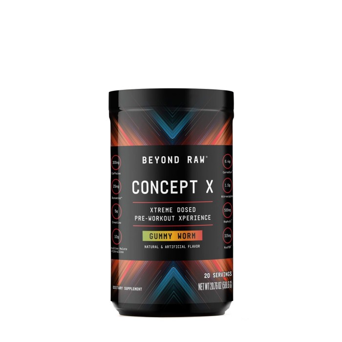 Beyond Raw Concept X Pre-workout, Formula Pre-workout Cu Aroma Gummy Worm, 588.6 G Beyond Raw Concept X Pre-workout, Formula Pre-workout Cu Aroma Gummy Worm, 588.6 G