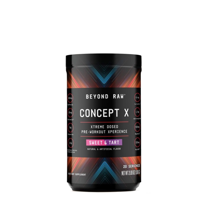 Beyond Raw Concept X Pre-workout, Formula Pre-workout Cu Aroma Sweet & Tart, 598 G Beyond Raw Concept X Pre-workout, Formula Pre-workout Cu Aroma Sweet & Tart, 598 G