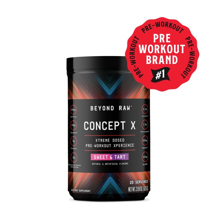 Beyond Raw Concept X Pre-workout, Formula Pre-workout Cu Aroma Sweet & Tart, 598 G Beyond Raw Concept X Pre-workout, Formula Pre-workout Cu Aroma Sweet & Tart, 598 G