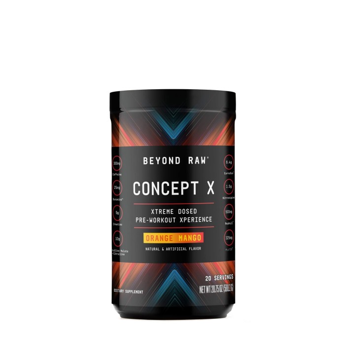 Beyond Raw Concept X Pre-workout, Formula Pre-workout Cu Aroma De Portocale Si Mango, 588.2 G Beyond Raw Concept X Pre-workout, Formula Pre-workout Cu Aroma De Portocale Si Mango, 588.2 G