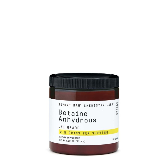 Beyond Raw Chemistry Labs Betaine Anhydrous, Betaina Anhidra, 75.9 G Beyond Raw Chemistry Labs Betaine Anhydrous, Betaina Anhidra, 75.9 G